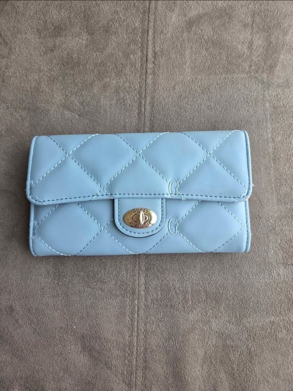 Guess Blue Women's Wallet with Turn-Lock Closure